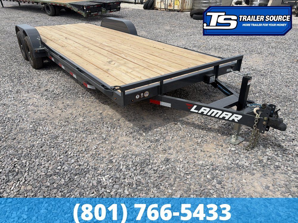 7x22 Lamar CC Flatbed Car Hauler Trailer - 10K GVWR - D-Rings