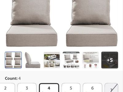 Bellefurn Luxury Outdoor Deep Seat Cushion Set (4-Pack) - Beige, 22x24x6 inch for Patio Furniture