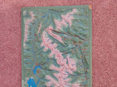 Vintage topographic relief map Rocky mountain national Park