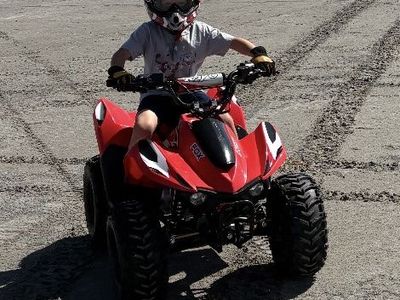 2021 Kayo Fox 70 Youth ATV - Red Four-Wheeler with Helmet