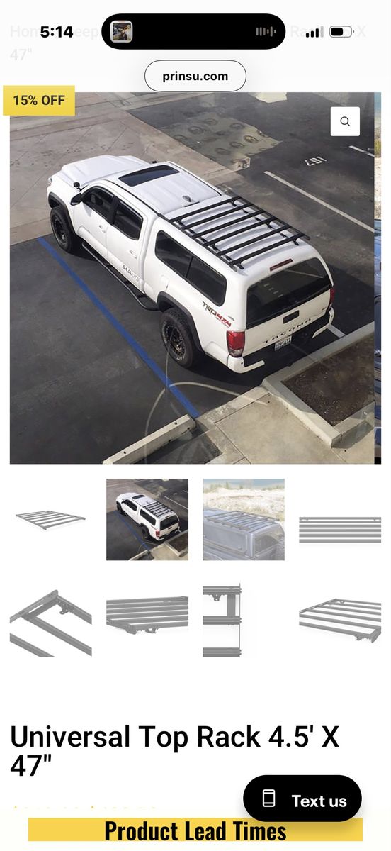 Prinsu Top Rack 3rd Gen Tacoma