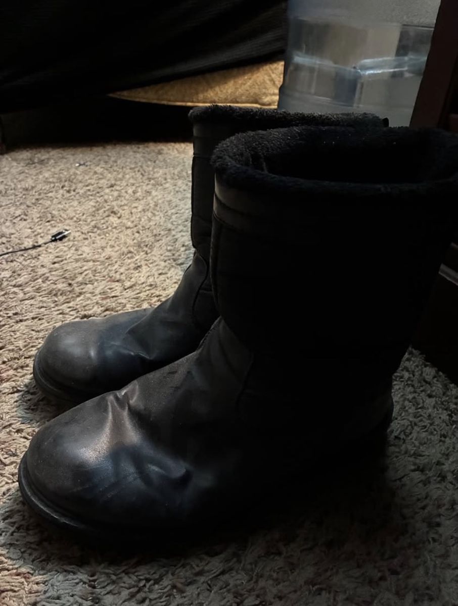 Black Faux Fur Lined Winter Boots Mens Size 12M