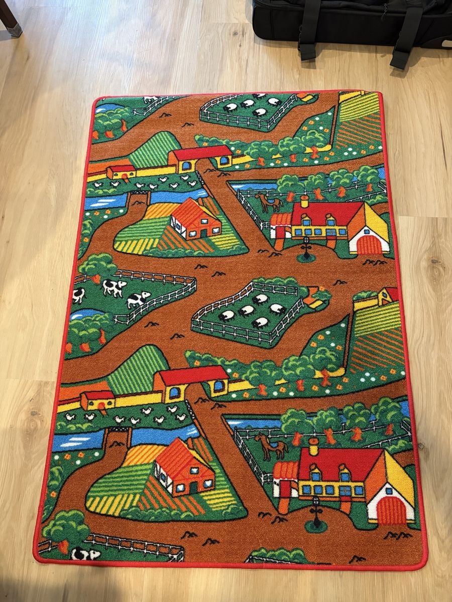 Kid's Farm Play Mat Area Rug - Colorful Educational Carpet for Imaginative Play
