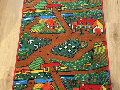 Kid's Farm Play Mat Area Rug - Colorful Educational Carpet for Imaginative Play