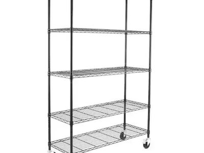 EFINE Black 5-Tier Heavy Duty Metal Wire Storage Shelving Unit w/Casters NSF Certified (48 in. W x 72 in. H x 18 in. D)