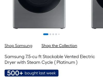 Free - Samsung 7.5-cu ft Stackable Vented Electric Dryer with Steam Cycle ( Platinum ) Warranty issue (read below)