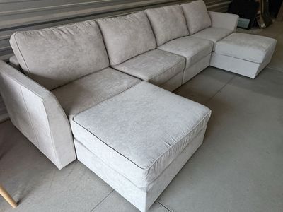 Lovesac Sactional in Sky Grey corded velvet