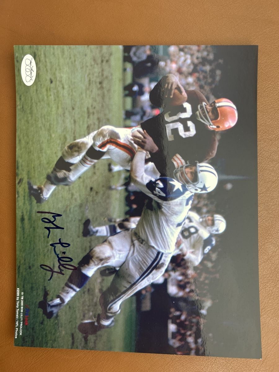 Bob Lilly Dallas Cowboys Autograph Hand Signed Certified W/COA Beckett Sticker 8x10 NFL Photograph Super Bowl Championship.