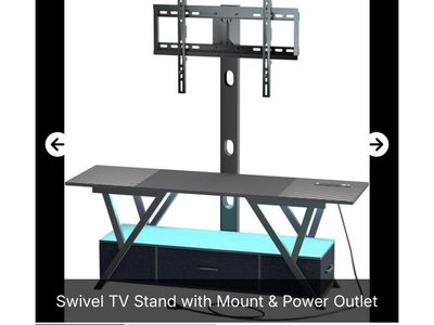 Swivel TV Stand with Mount & Power Outlet - Black, New Opened Box
