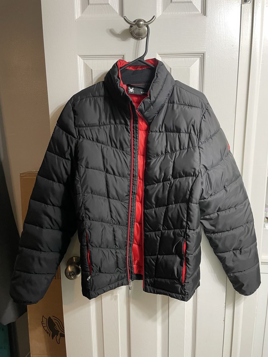 Spyder Black and Red Puffer Jacket - Men’s Small