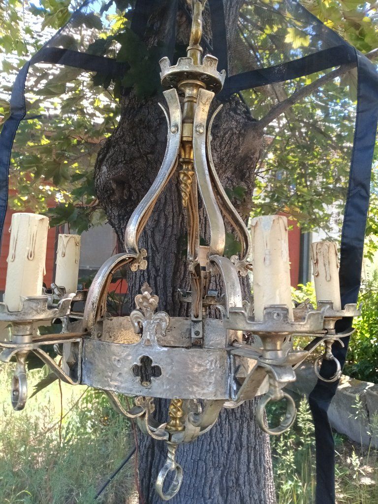 1920s Spanish Revival / Neo-Gothic style chandelier.