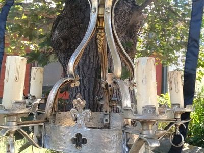 1920s Spanish Revival / Neo-Gothic style chandelier.