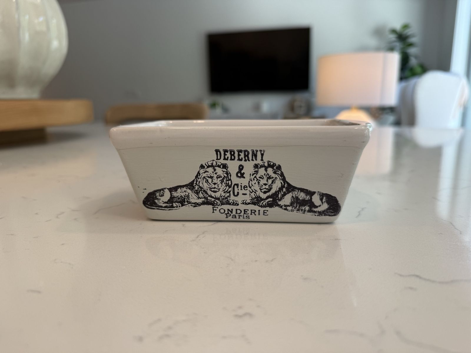 Deberny & Cie Fonderie Paris Ceramic Dish with Lion Graphic