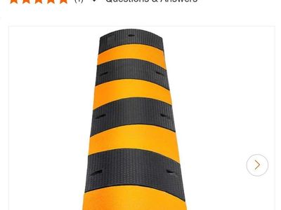 Rubber Speed Hump 72" x 12" with Dual-Channel Cable Guard Ramp, Black & Yellow