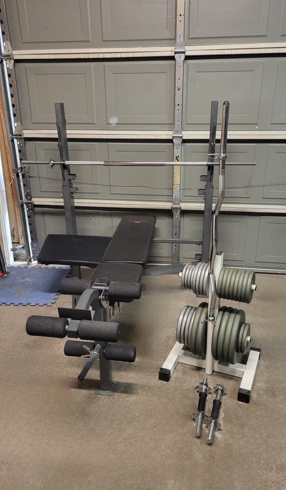 Bench and 270 pounds of weights