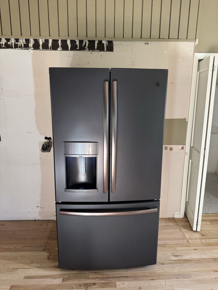 GE French Door Counter Depth Refrigerator, 36”, Dark Gray, Water/Ice Dispenser, Bottom Freezer