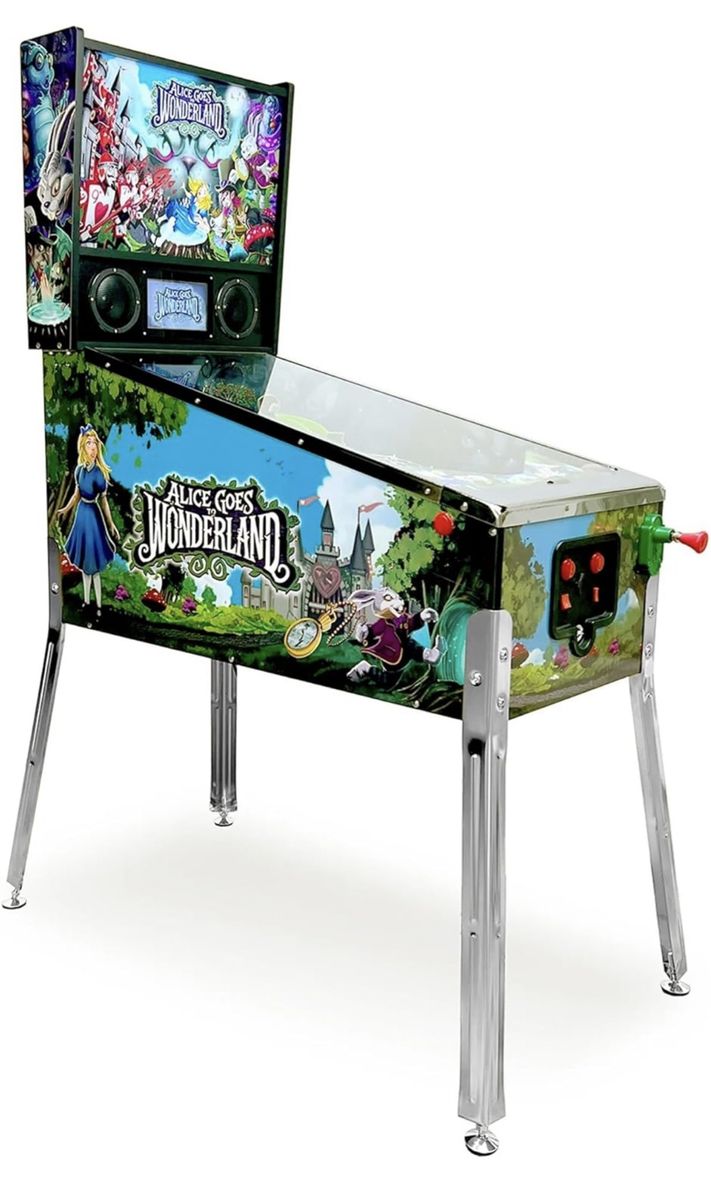 Alice Goes to Wonderland Home Pinball Machine - Illuminated Marquee, 1-4 Player Multiplayer, Classic Arcade Fun
