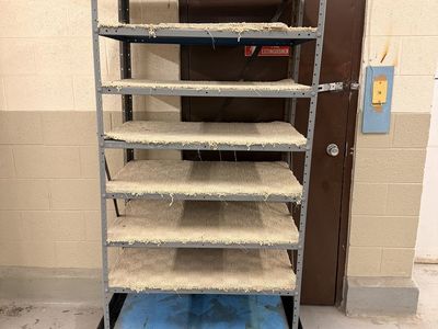 Industrial Metal 6-Tier Rolling Shelf Unit with Blue Base