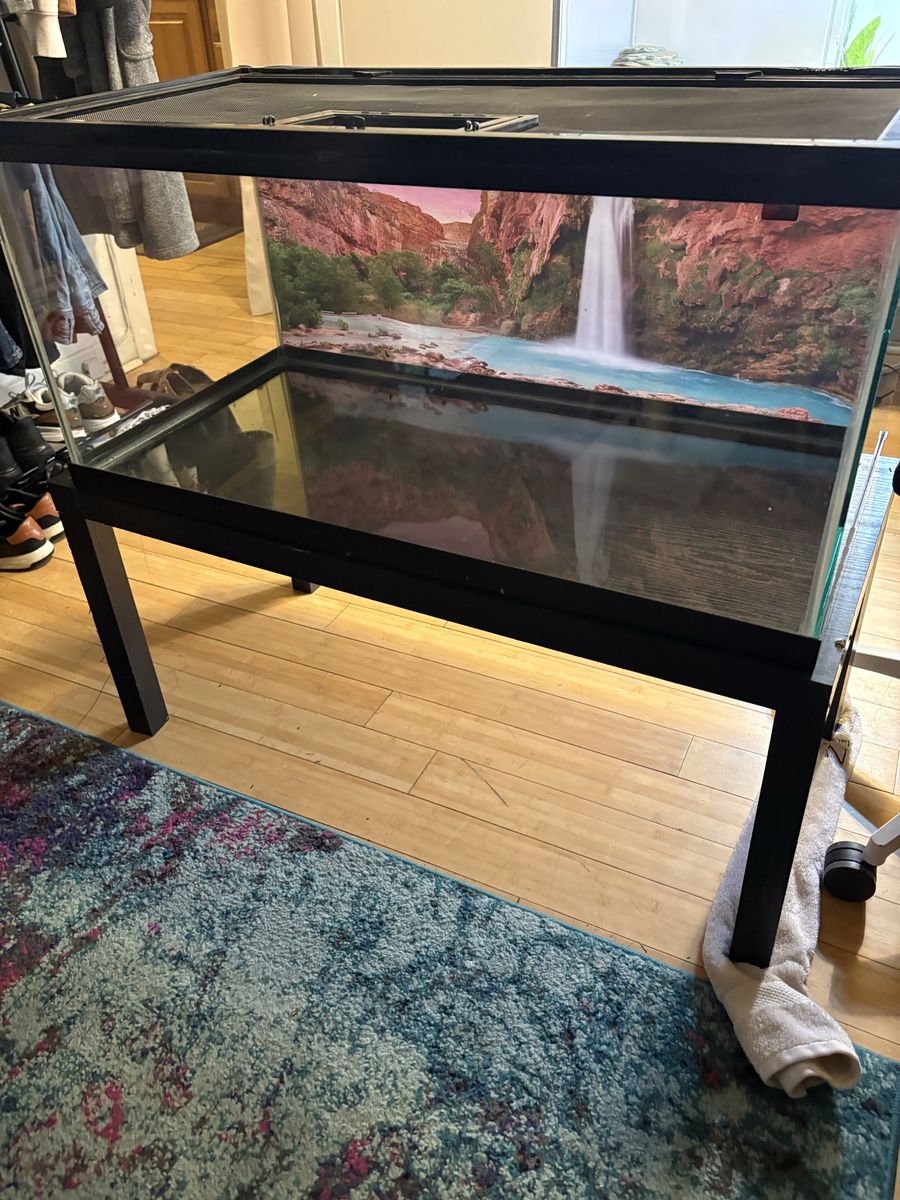 40 gallon Reptile Tank with Waterfall Background and Stand