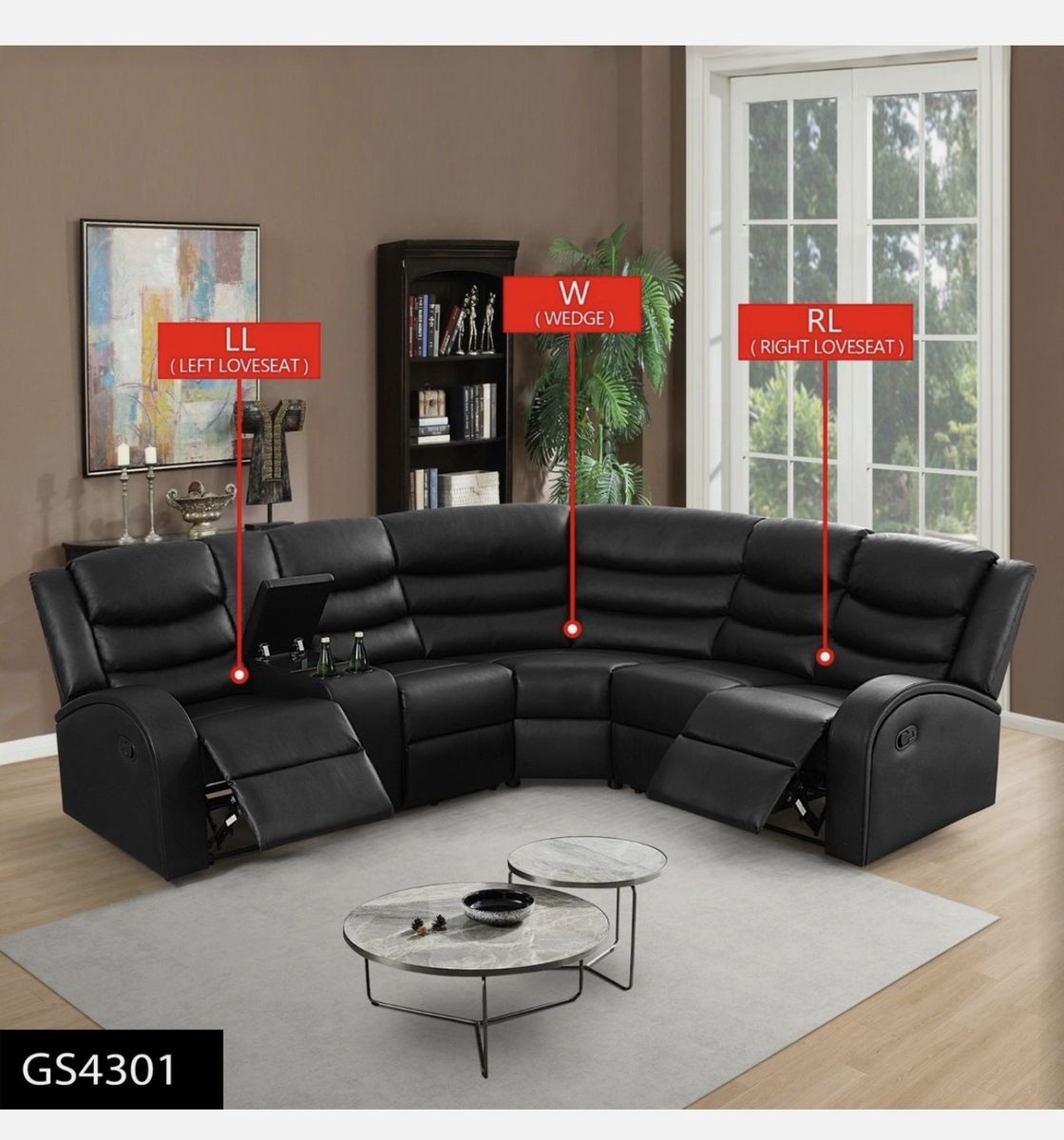 Black Semi PU Breathable Leather Living Room Recliner Intelligent 3-Pcs Sofa Set