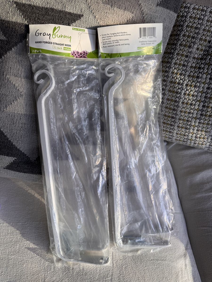 Hand Forged Straight Hook 15 Inch White 4 Pack