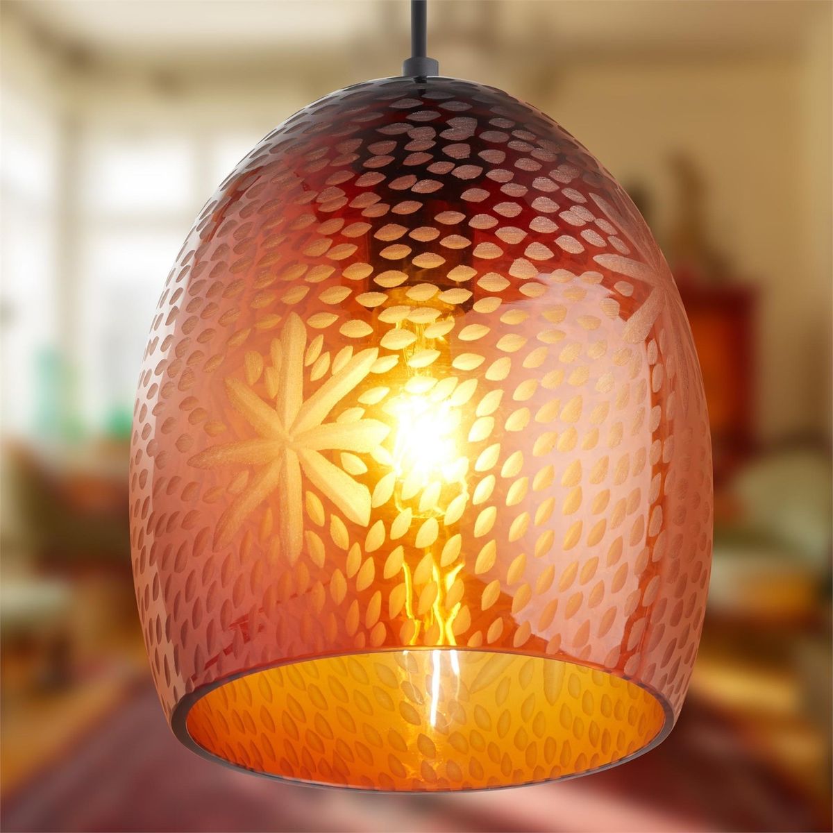 Charlene Black Metal & Glass Pendant Light