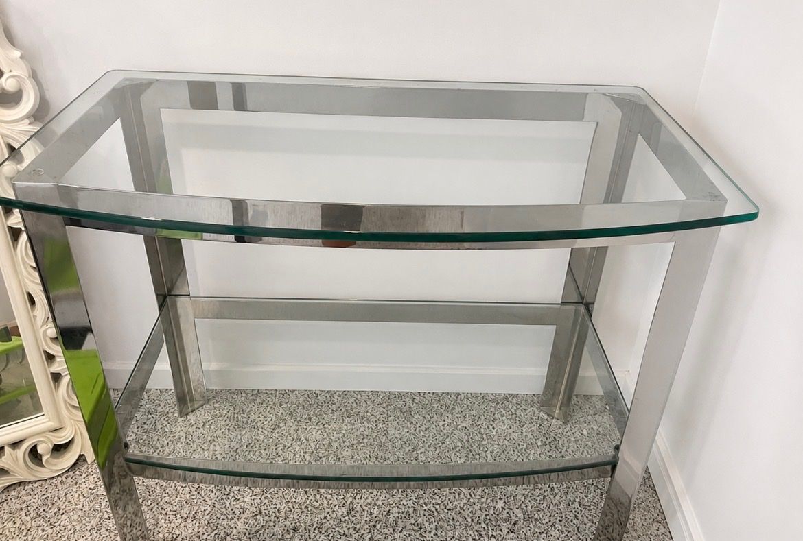 Chrome & Glass 2-Tier Console Table