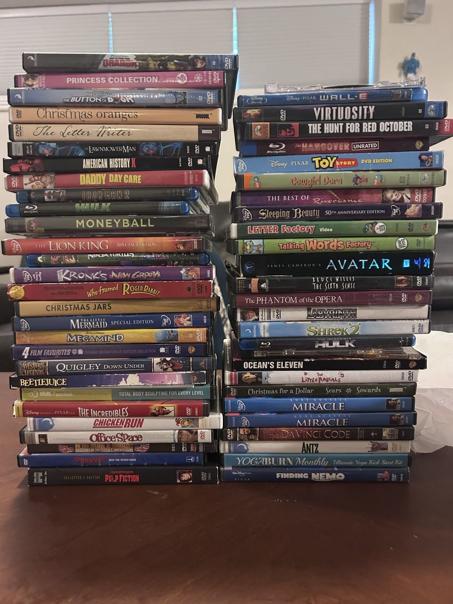 Large Lot of 50+ Mixed DVD & Blu-ray Movies - Action, Animation, Comedy, Drama, Family Films