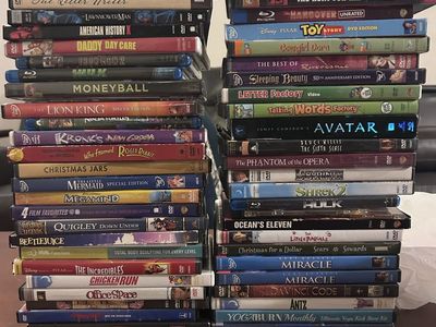 Large Lot of 50+ Mixed DVD & Blu-ray Movies - Action, Animation, Comedy, Drama, Family Films
