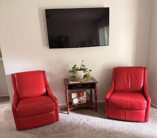 Vibrant Red Leather Comfortable TV Accent Chairs