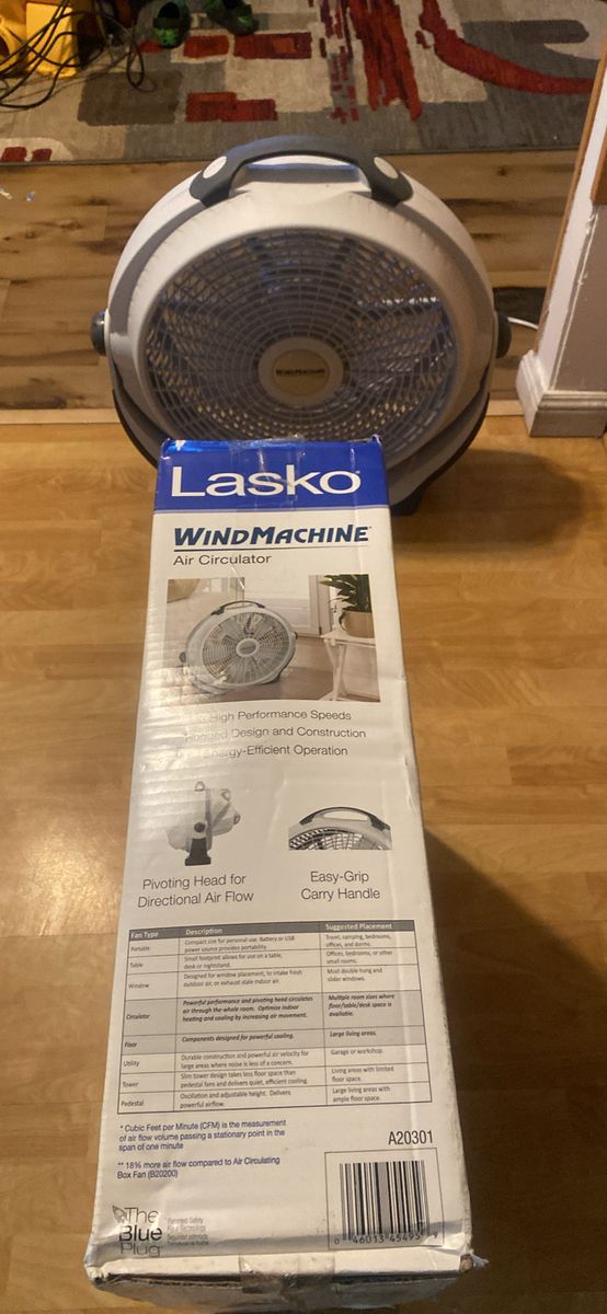 New Lasko A20301 Wind Machine 3-Speed Air Circulator Floor Fan with Pivoting Head & Easy-Carry Handle