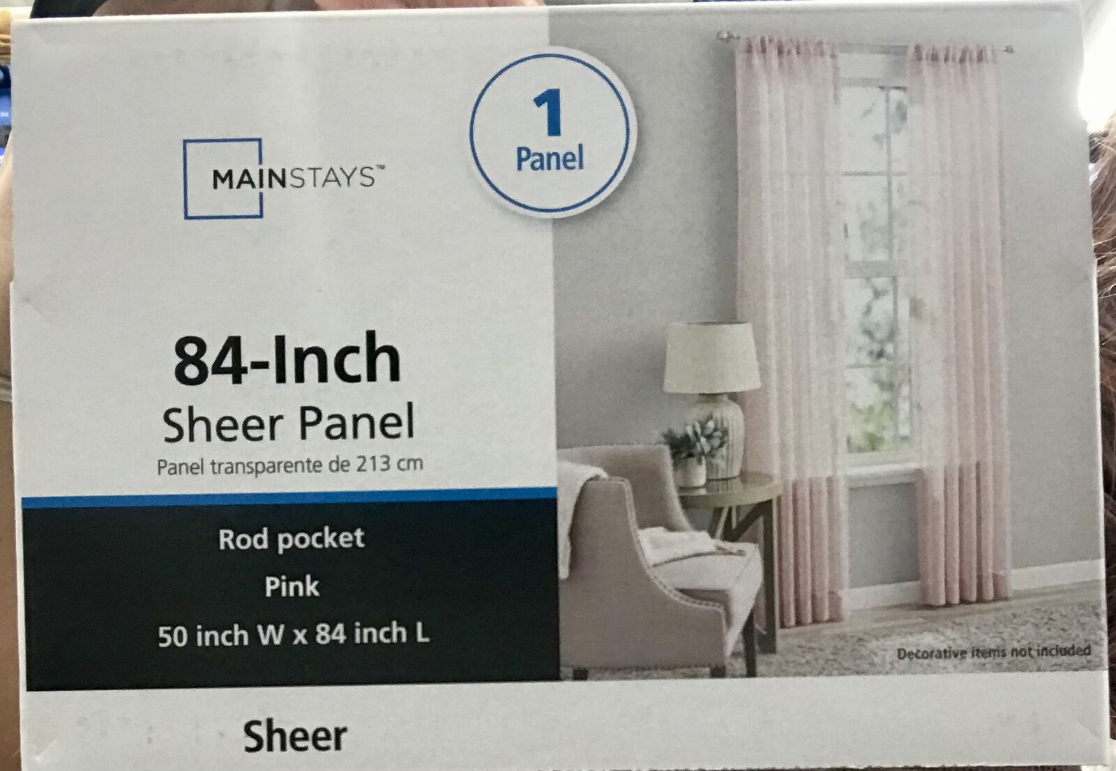Pink Rod Pocket Sheer 84"L x 50"W Curtain Panels, Set of 4 Panels for $10!