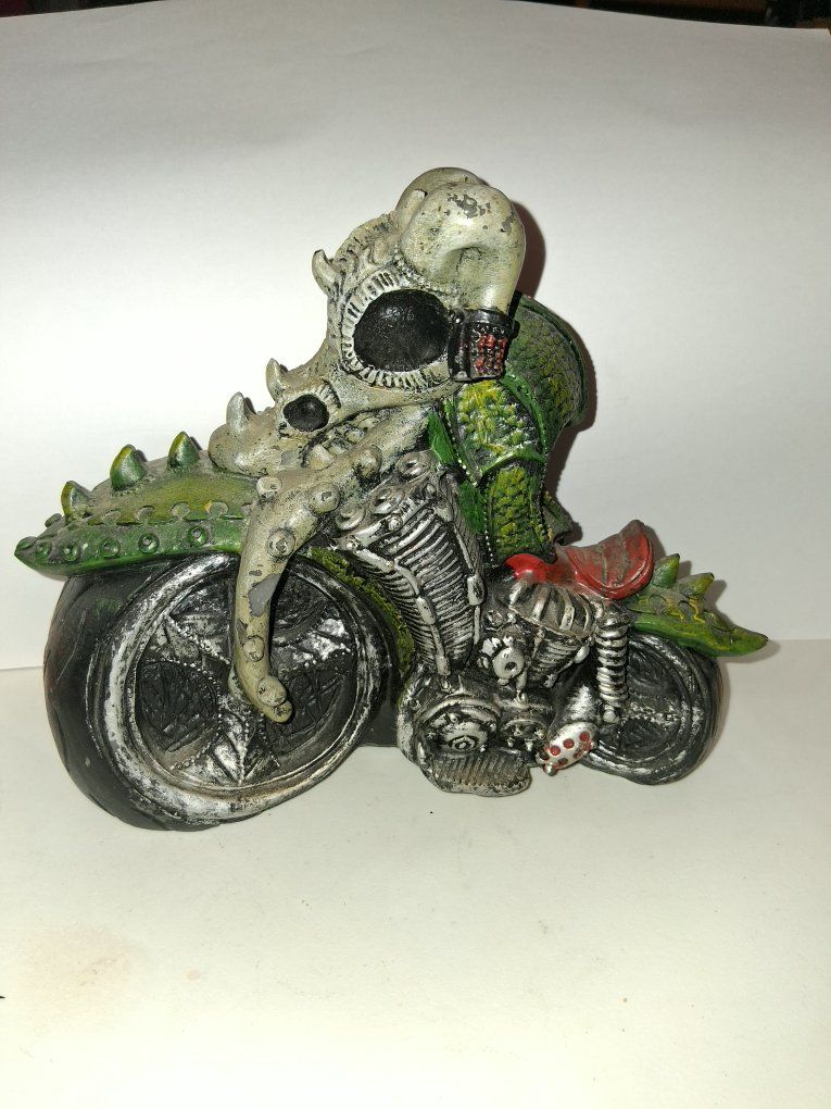 Unique Sea Creature Skeleton Rider Motorcycle Bank.