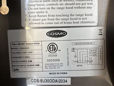 Under Cabinet Range Hood