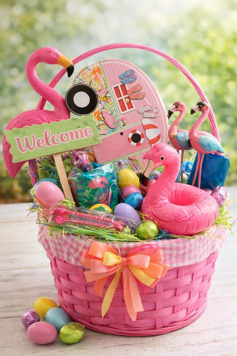 Pink Flamingo Easter Basket