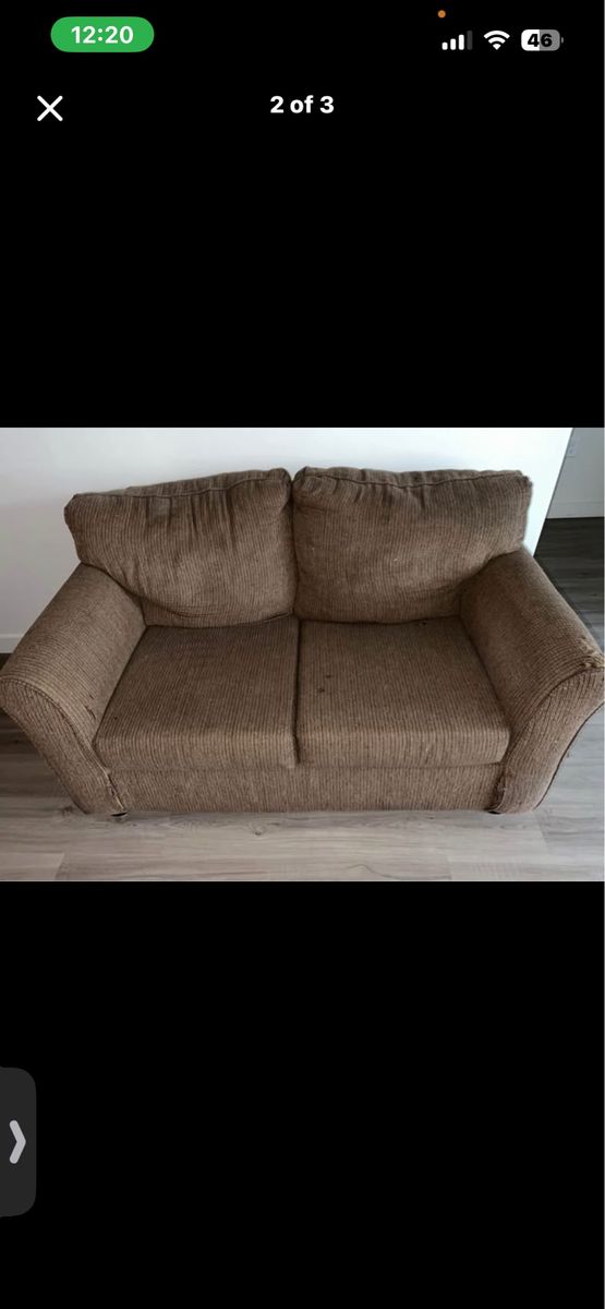 Brown Fabric Loveseat Sofa with Arm Wear