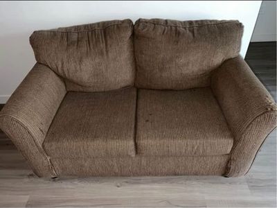 Brown Fabric Loveseat Sofa with Arm Wear