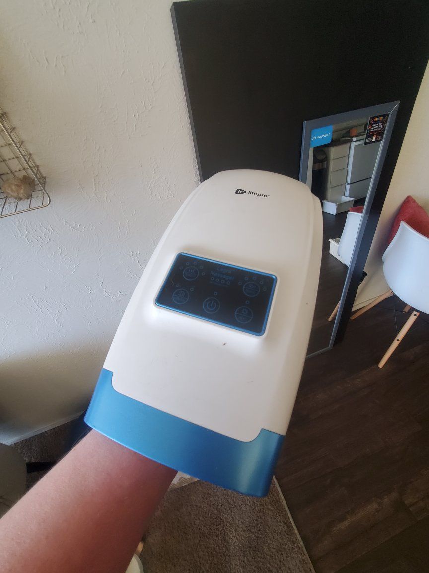 Lifepro Legra Hand Massager - White & Blue Cordless Compression Massager