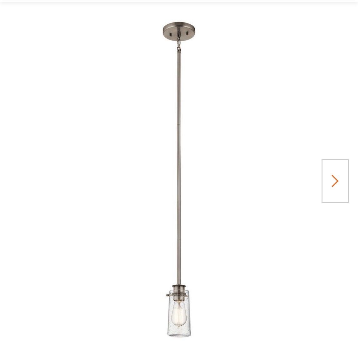 Kichler Brinley Collection Brushed Nickel Mini Pendant Light with Seeded Glass, 1-Light, 3 available