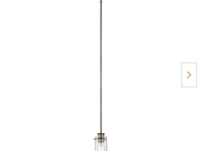 Kichler Brinley Collection Brushed Nickel Mini Pendant Light with Seeded Glass, 1-Light, 3 available