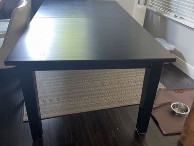 IKEA Bjursta Extendable Dining Table with 6 Kaustby Chairs, Black, 55 7/8"-84 5/8" L