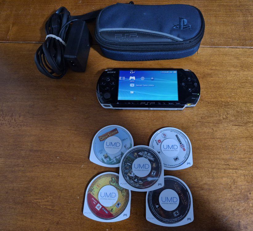 Sony PSP 3001 Black Handheld Gaming Console Bundle with Charger Case & 5 Games. Tested. Excellent Conditions!
