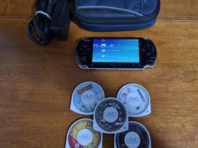 Sony PSP 3001 Black Handheld Gaming Console Bundle with Charger Case & 5 Games. Tested. Excellent Conditions!