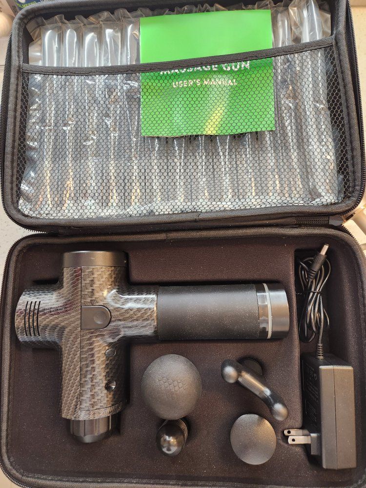 Deep Tissue Percussion Massage Gun with 4 Heads, Portable & Quiet for Muscle Recovery