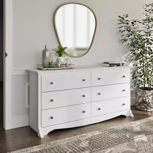 Modern 6-Drawer White Dresser