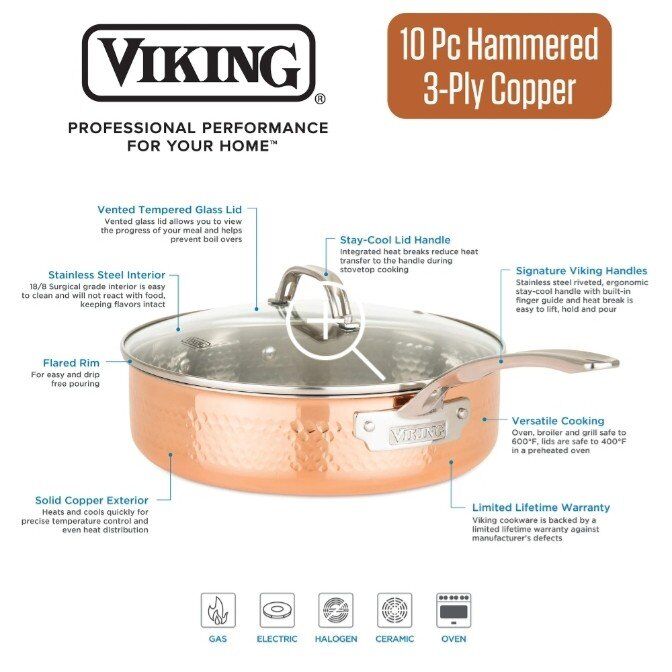 Hammered copper cookware by viking