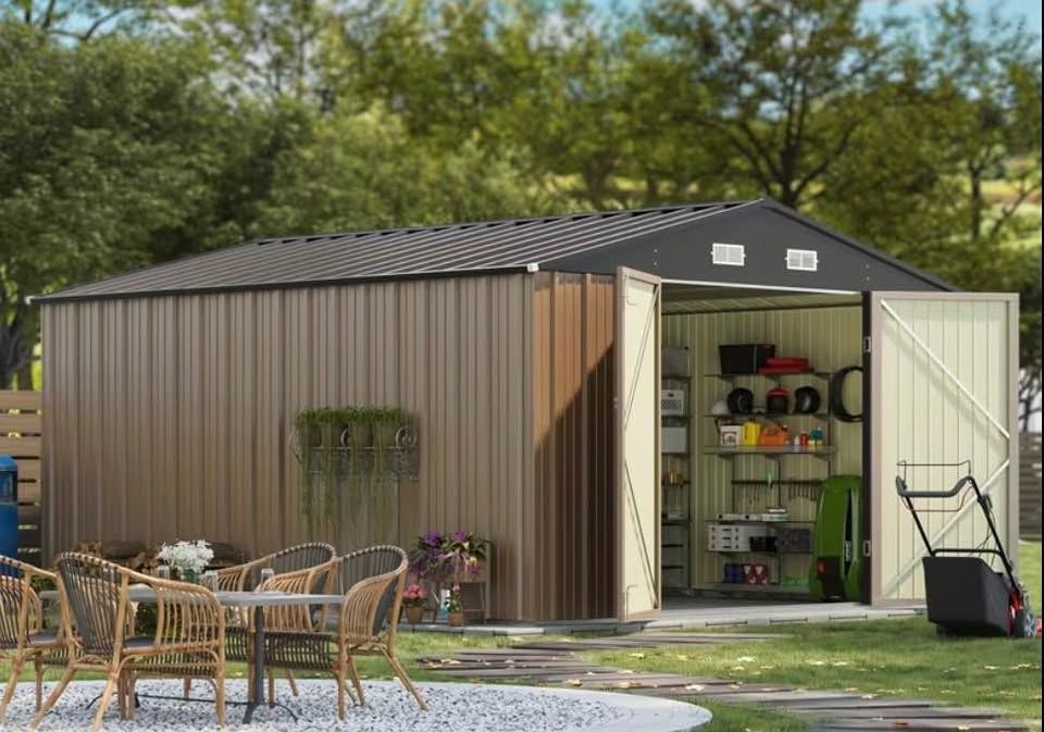 10x12 Metal Shed New in Sealed Box Brown
