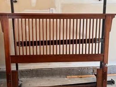 Solid Teak Mid Century Modern Queen Headboard and frame