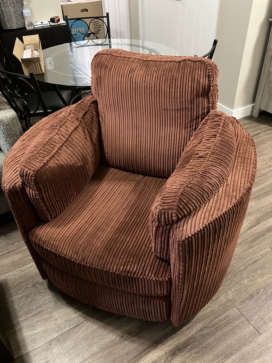Brown Orange Swiveling Recliner Armchair Couch
