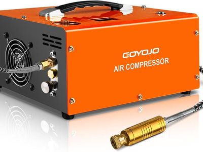 GOYOJO PCP Air Compressor, Max 4500 PSI / 300 Bar, Fast Fill for Airguns or Paintball Tank, Auto Shut-Off, Dual Power